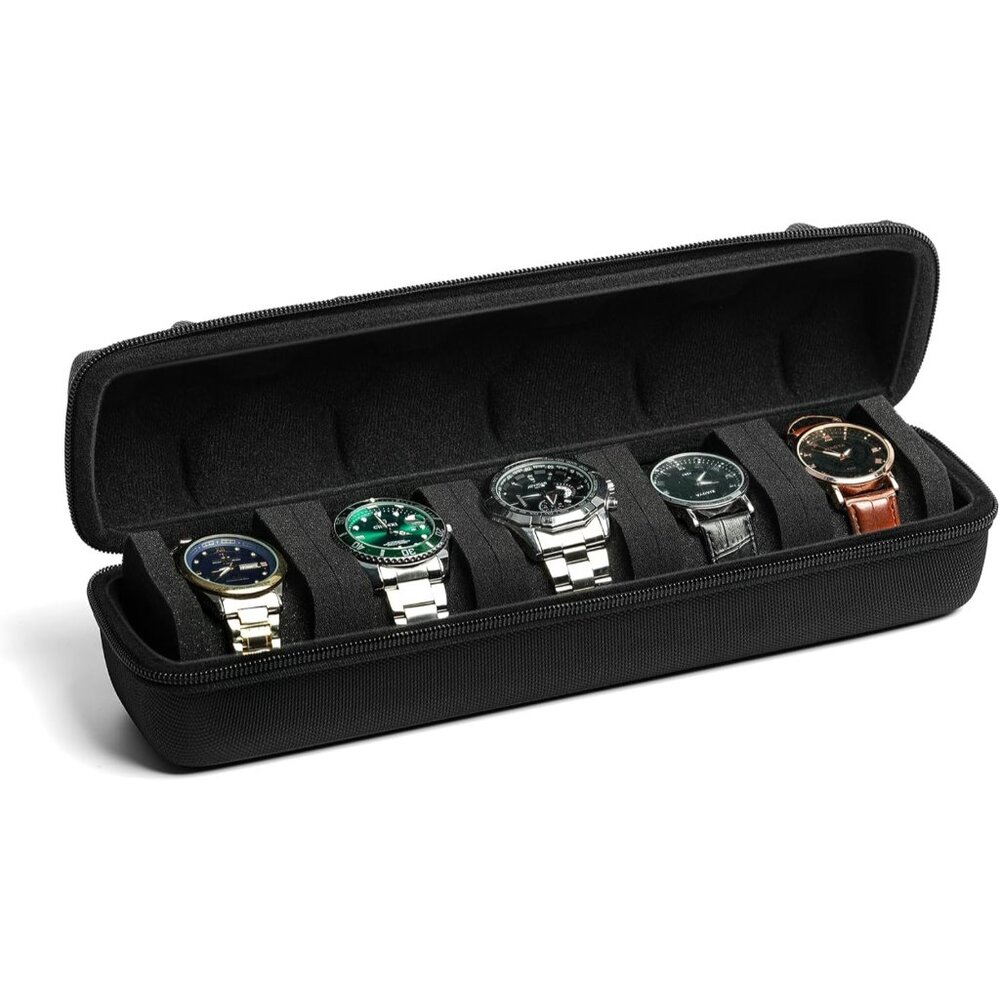 5 watch travel case roll, Portable watch carry case roll storage organizer box f